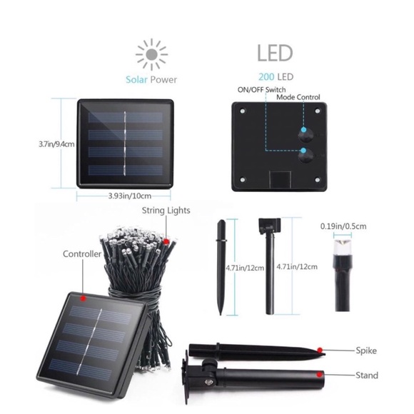 Solar LED String Lights Outside Yard Patio Gazebo Porch Decor 8 Modes Lighting - Picture 6 of 7